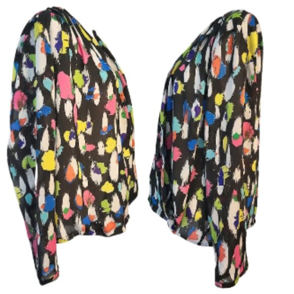 LIZ CLAIBORNE Multi-Colored Long Sleeve Open Front Wrap Blouse - Women's XL - Picture 4 of 5